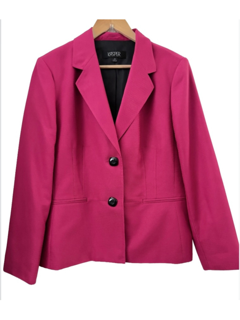 Kasper SZ 16 button fuschia lined blazer office preppy